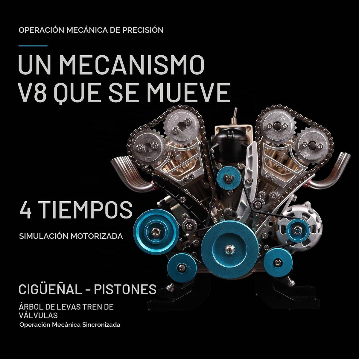 TECHING Kit de modelo de motor V8 de metal que funciona