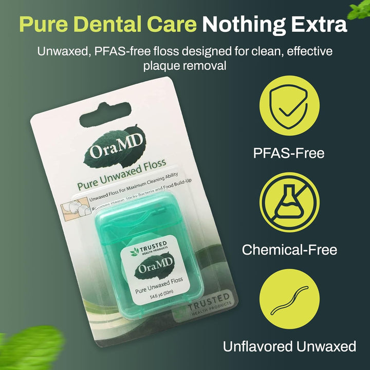 OraMD Oral Care - Hilo dental puro sin encerrar, 54.6 yardas, sin P...