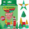 CreateOn Crayola - Azulejos magnéticos con purpurina navideña, juego de construcción para niños, juguetes de construcción magnéticos para niños, juguetes de viaje STEM para niños y niñas a partir de 3