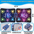 Alfombrilla de baile para niños de 6 a 12 años, 2 jugadores con luces LED