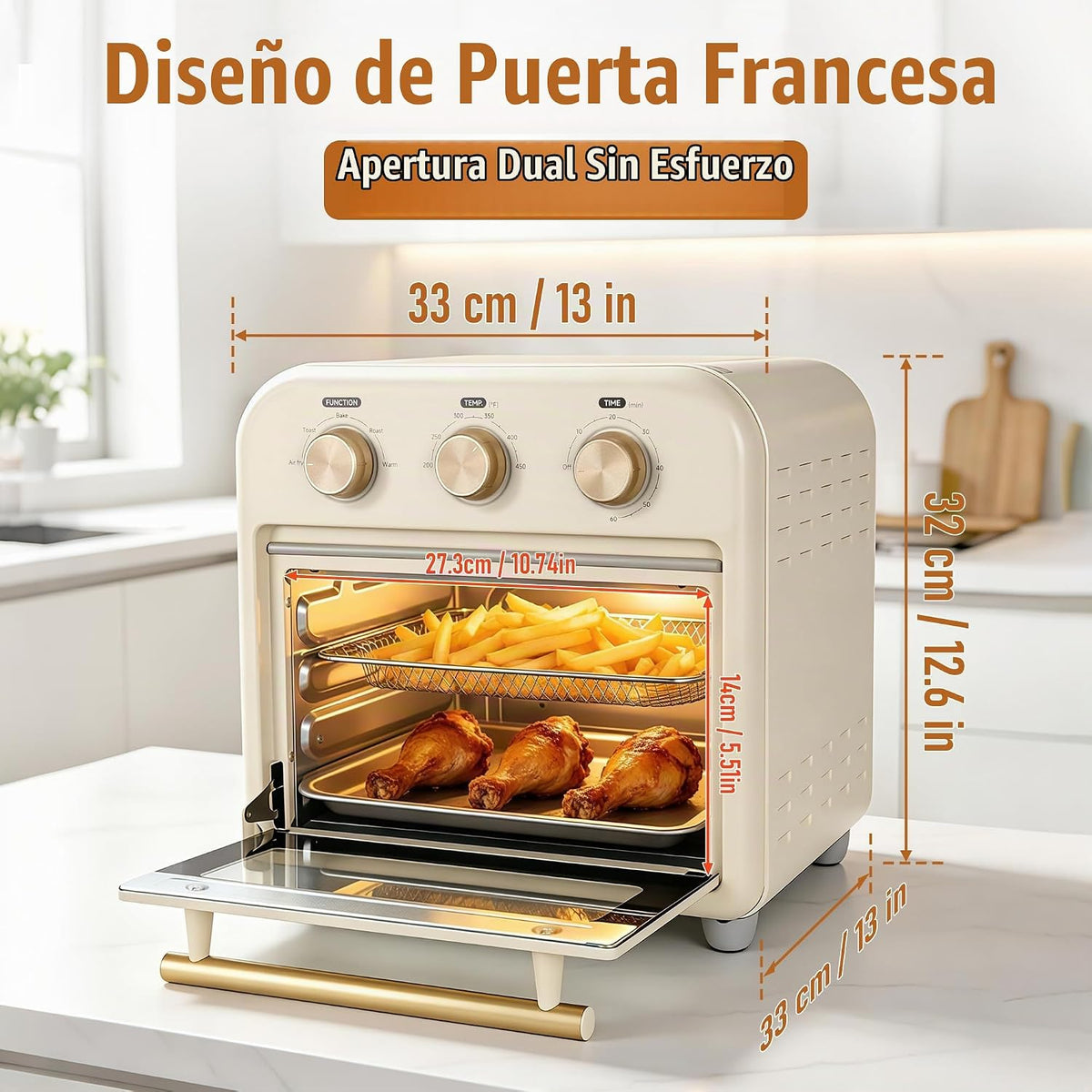 PHS Combo de freidora de aire para horno tostador de 13 cuartos de galón