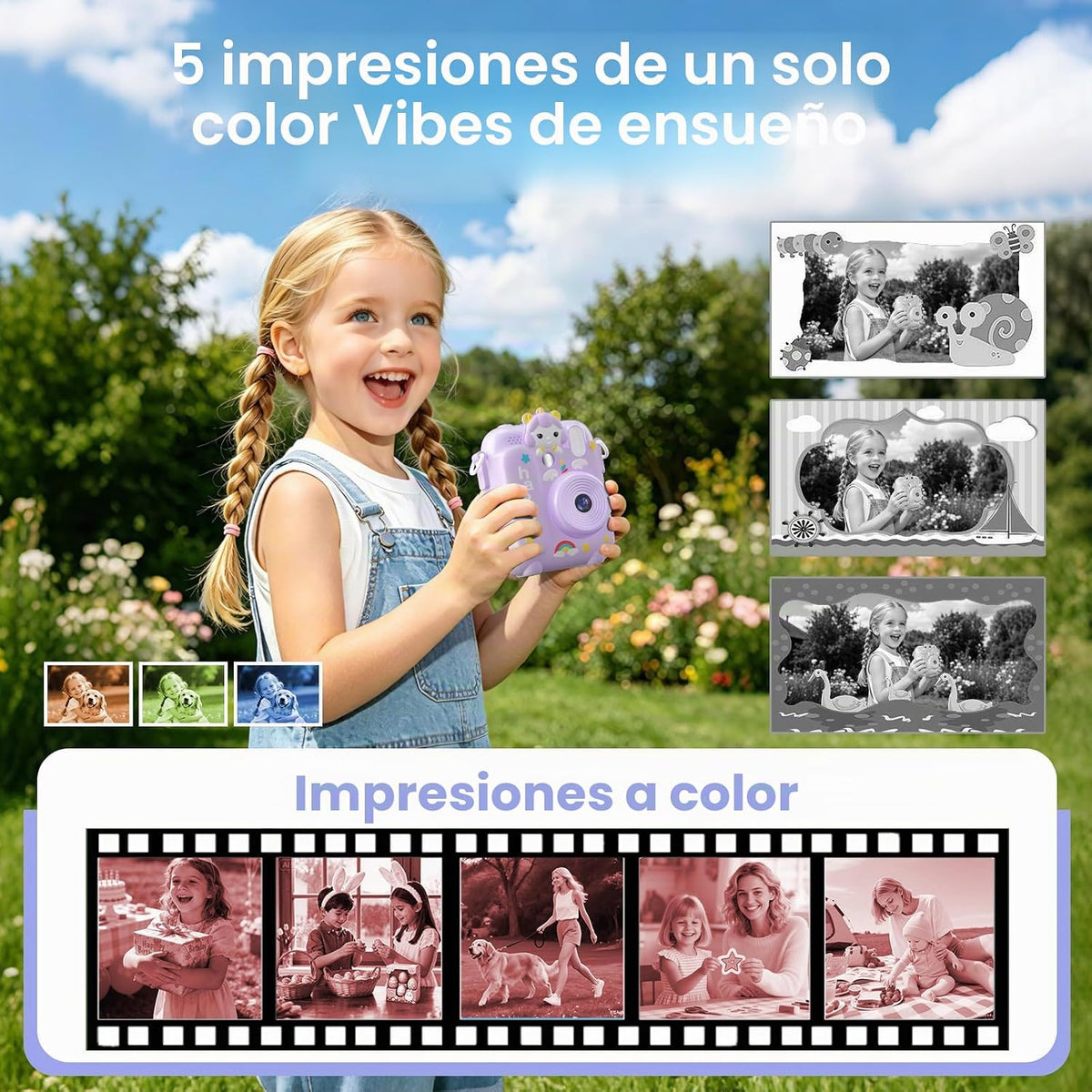 Cámara de impresión instantánea para niños, 3, 4, 5, 6, 7, 8, 9, 10, 11