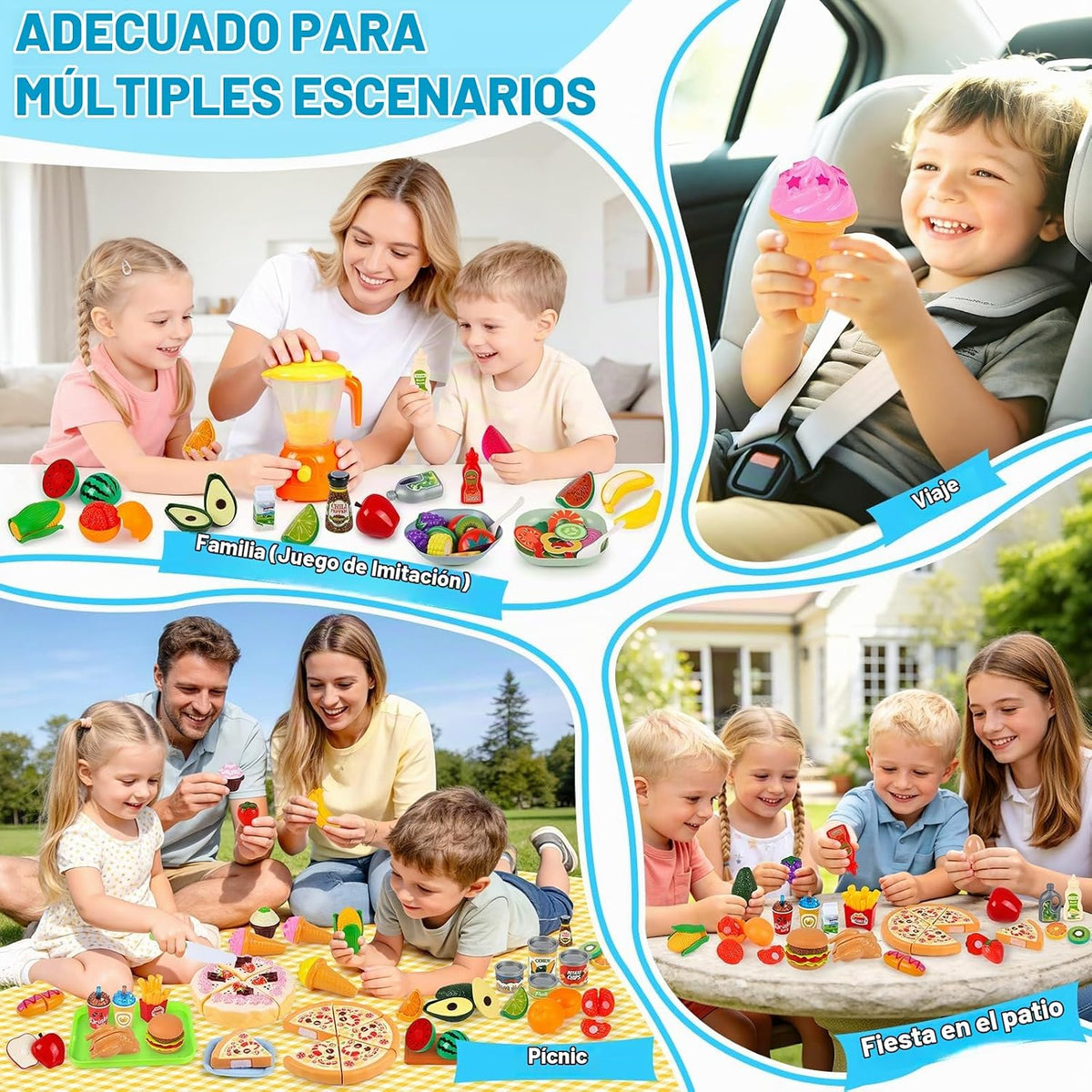 Juego de alimentos de corte de 123 piezas, bolsa de transporte de