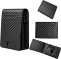 Cartera para hombre, con funda de metal, inteligente, delgada, con cierre magnético, 14-16 tarjetas, billetera triple de cuero con bloqueo RFID, bolsillo frontal