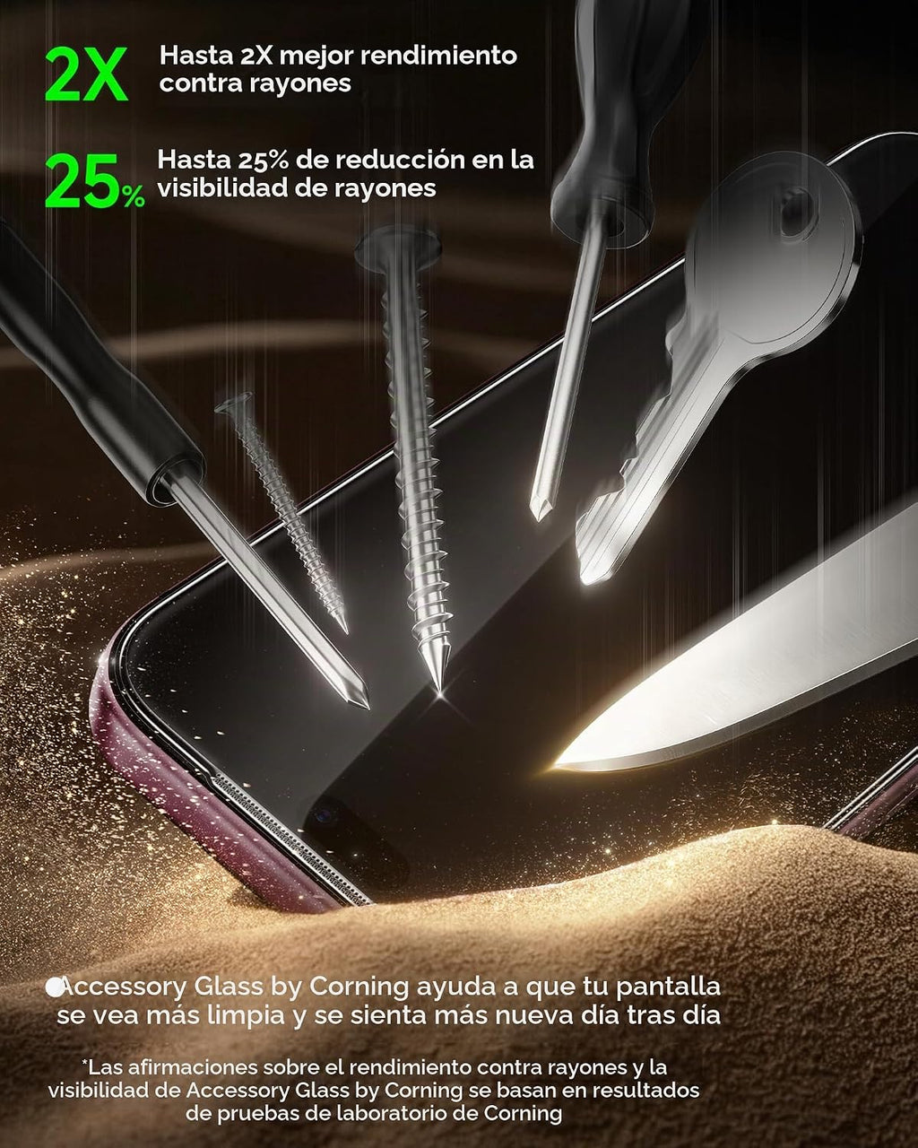 SMARTDEVIL Paquete de 3 protectores de pantalla de vidrio templado para
