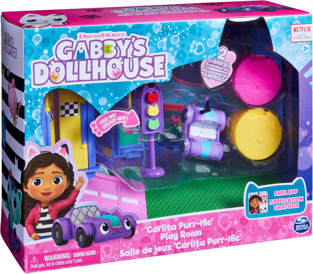 Gabby's Dollhouse, Carlita Purr-ific Sala de juegos con coche d...