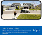Tapo Cámara de seguridad inalámbrica para exteriores SolarCam 1080p, kit, Negro