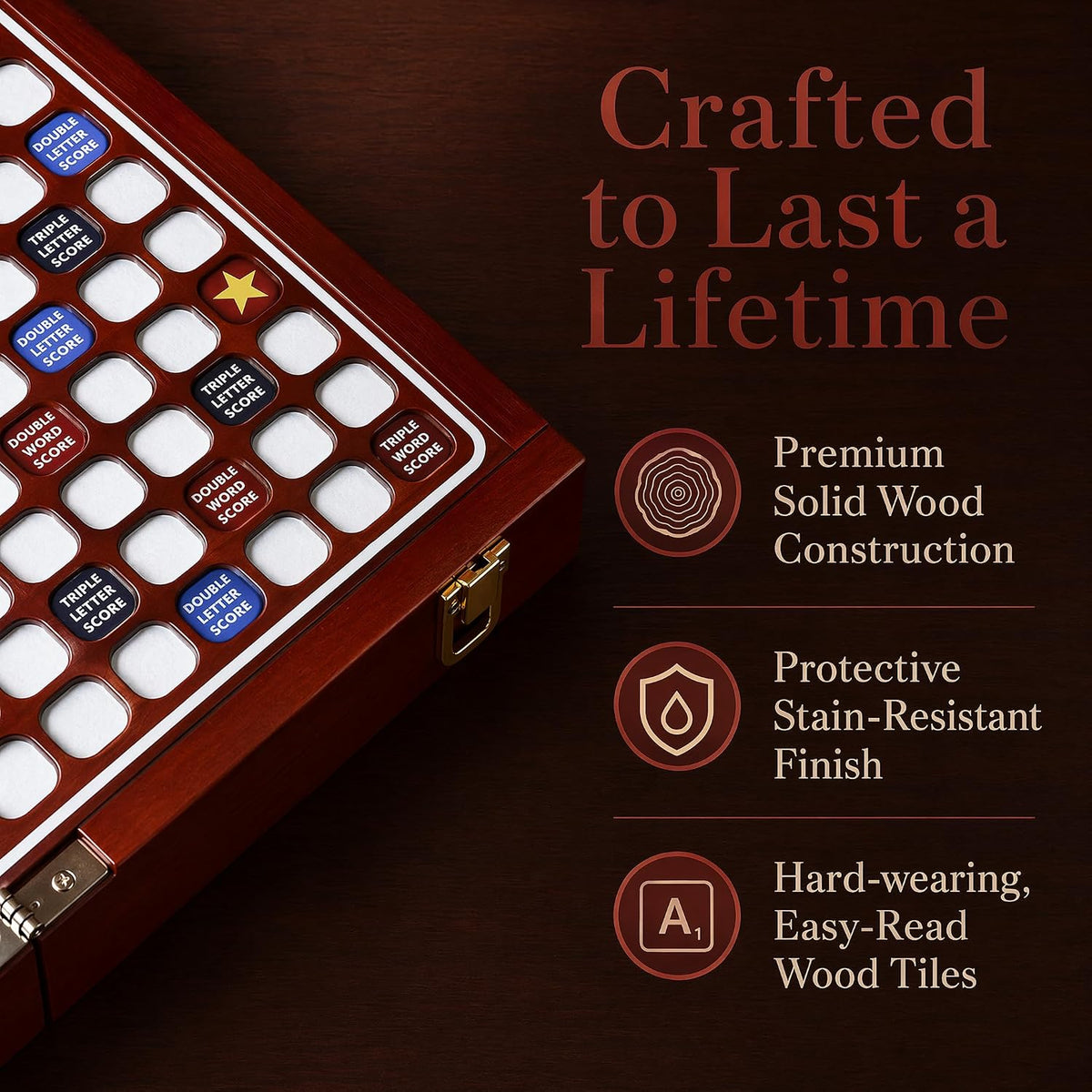 Madera maciza: juego de mesa de crucigramas de lujo con tablero giratorio