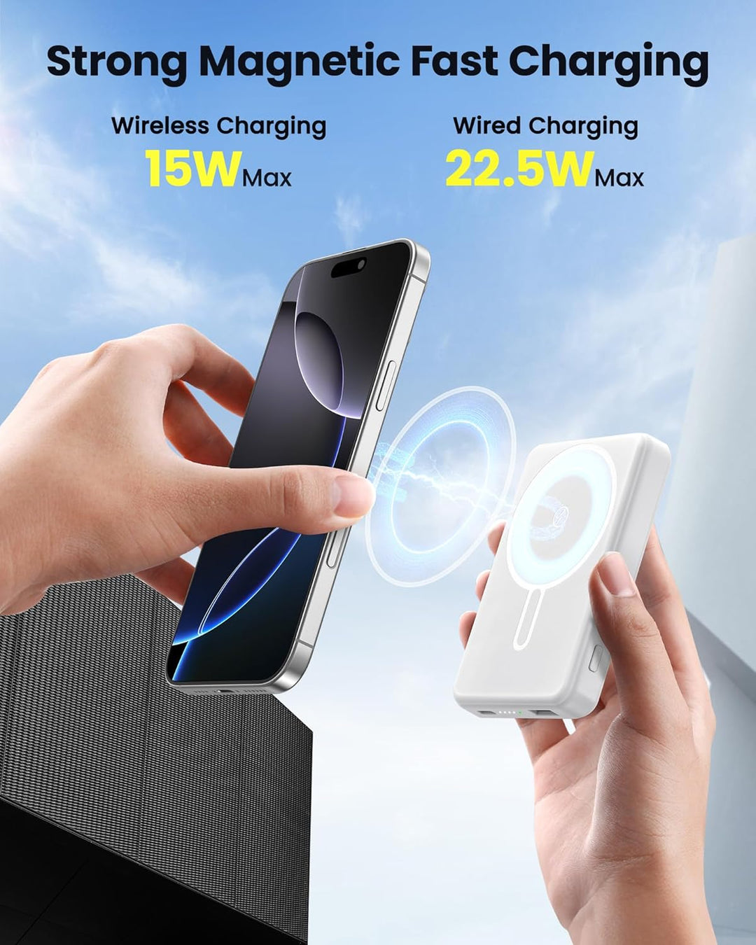 COOAV Cargador portátil magnético de 12000 mAh, compatible con MagS...