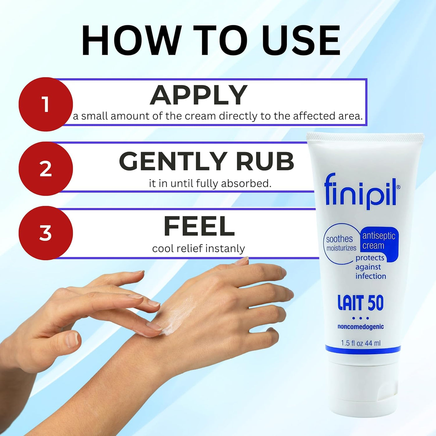 Crema antiséptica Finipil 50, 1.5 onzas líquidas.