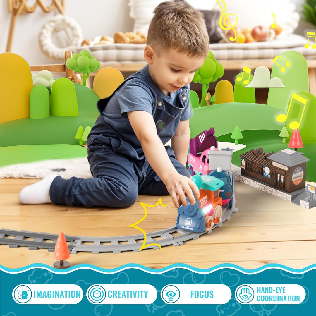 Juego de tren eléctrico para niños pequeños y niños con
