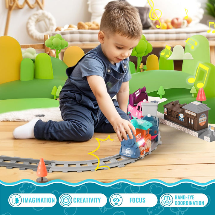 Juego de tren eléctrico para niños pequeños y niños con