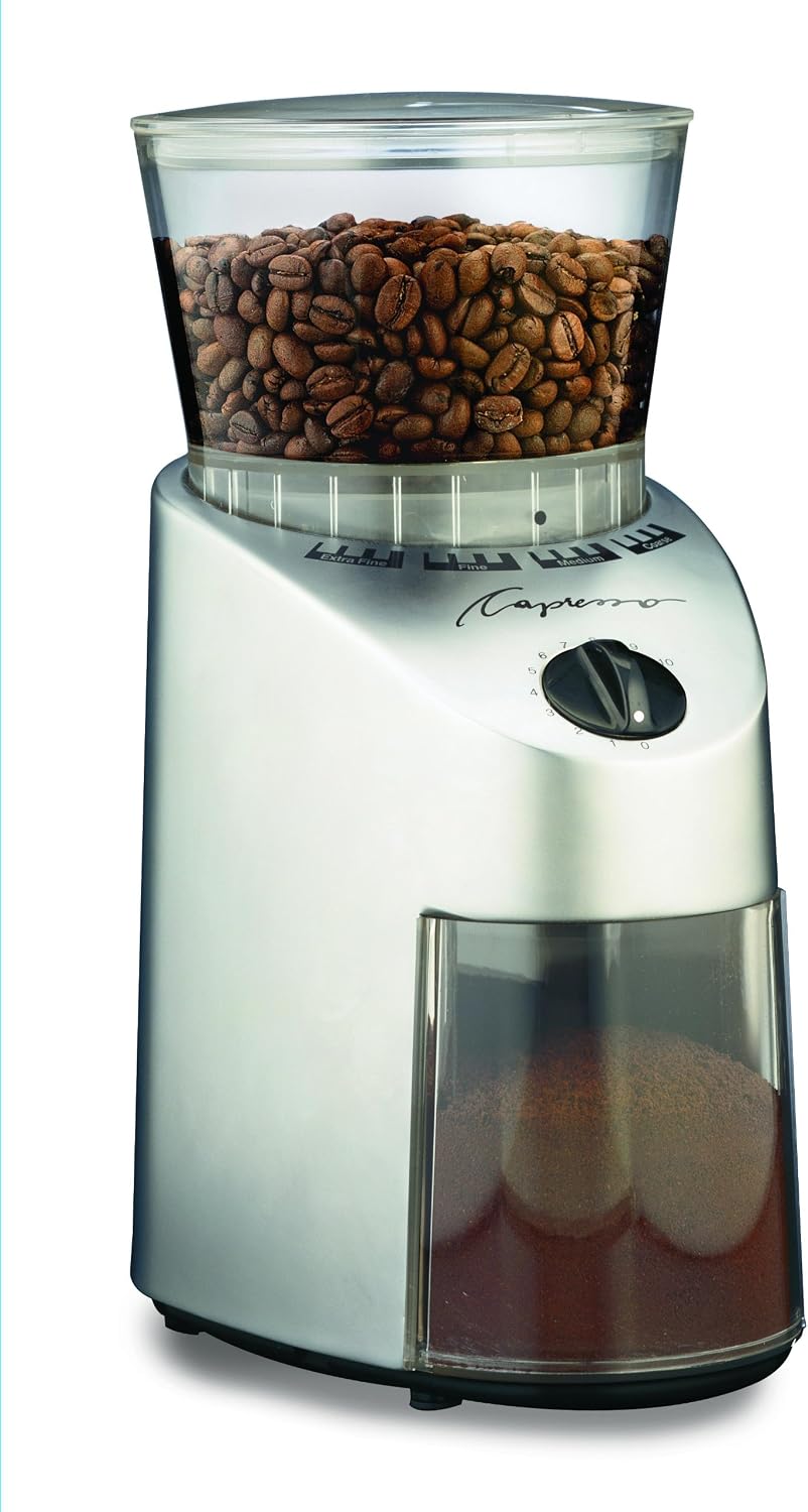 Molino de muelas cónicas Infinity marca Capresso, Acabado inoxidable