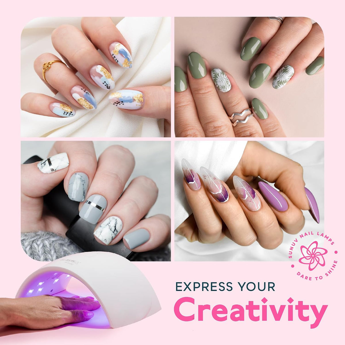 Lámpara secadora de uñas SUNUV de 24 W. , Rosado