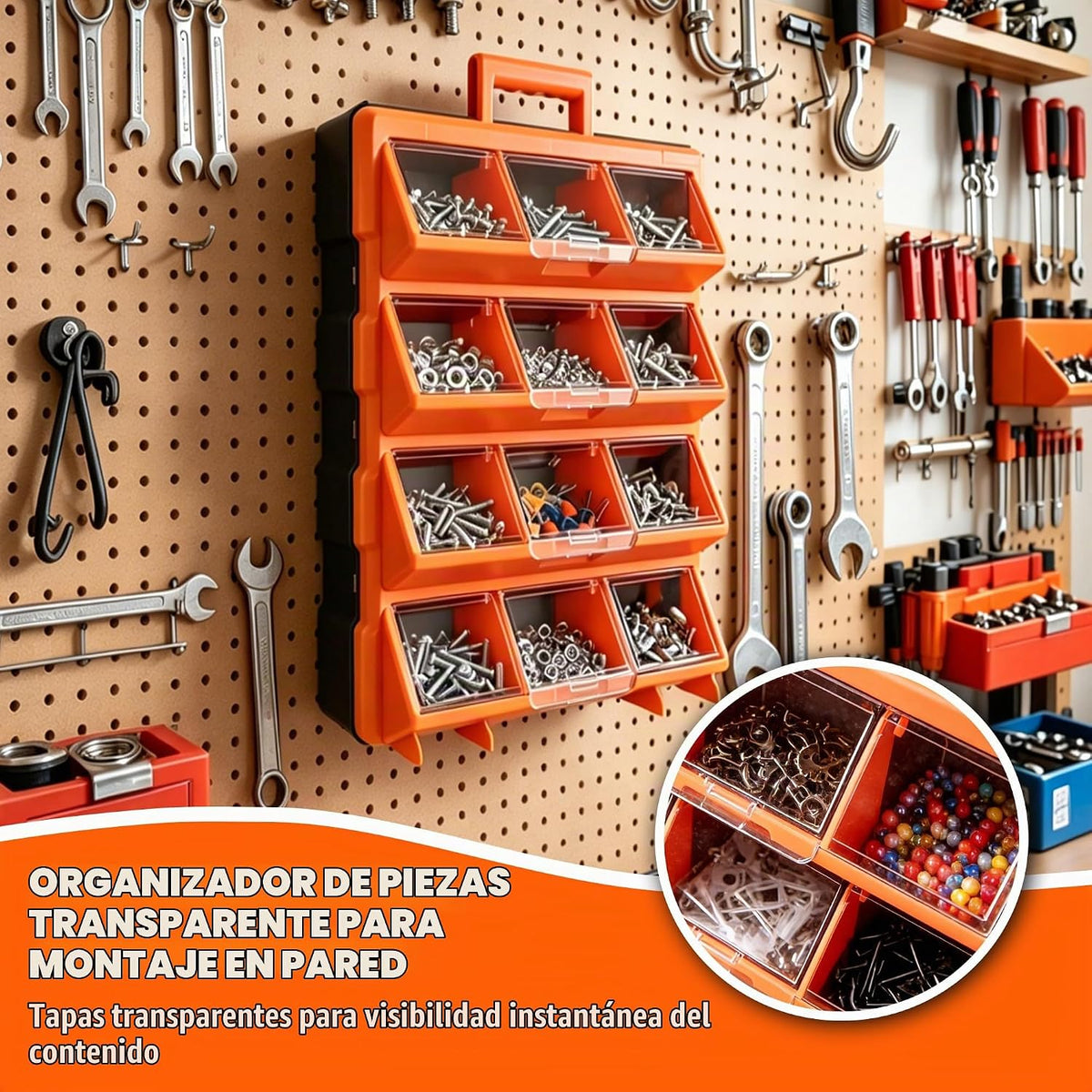Organizador de caja de herramientas, organizador portátil de piezas