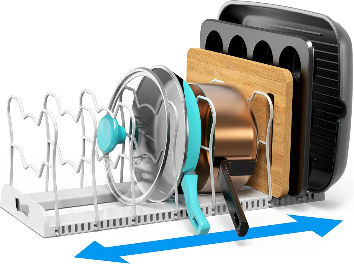 Simple Houseware Estante expandible para sartenes con 10 compartimentos