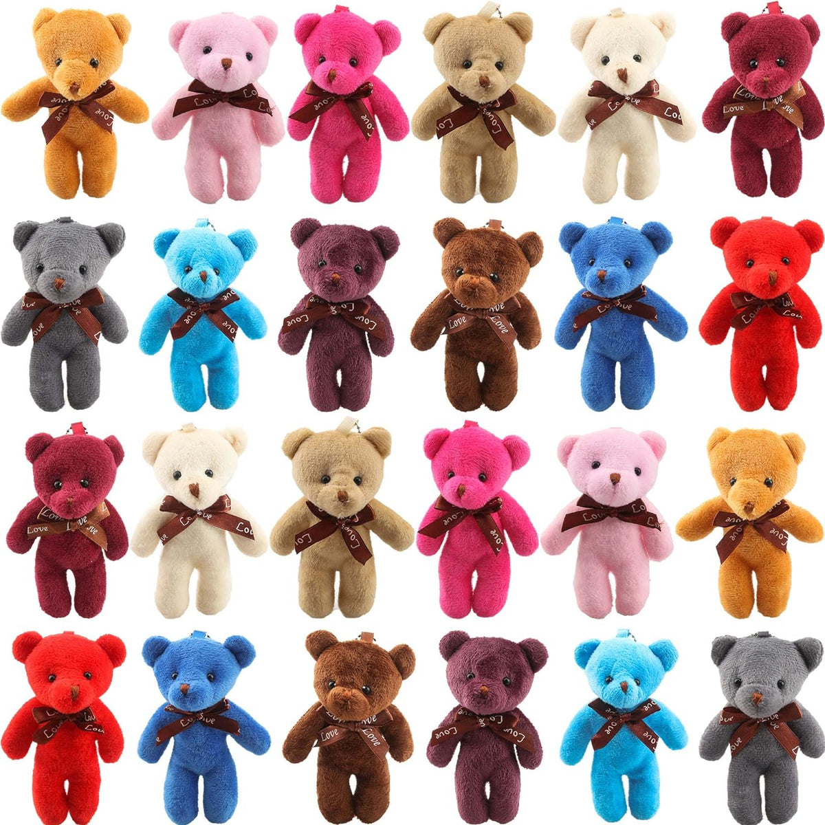 36 paquetes de 4.7 pulgadas Mini oso de peluche de juguete de peluche para llavero, manualidades, accesorios de bricolaje, regalos de cumpleaños, suministros de fiesta, 12 colores