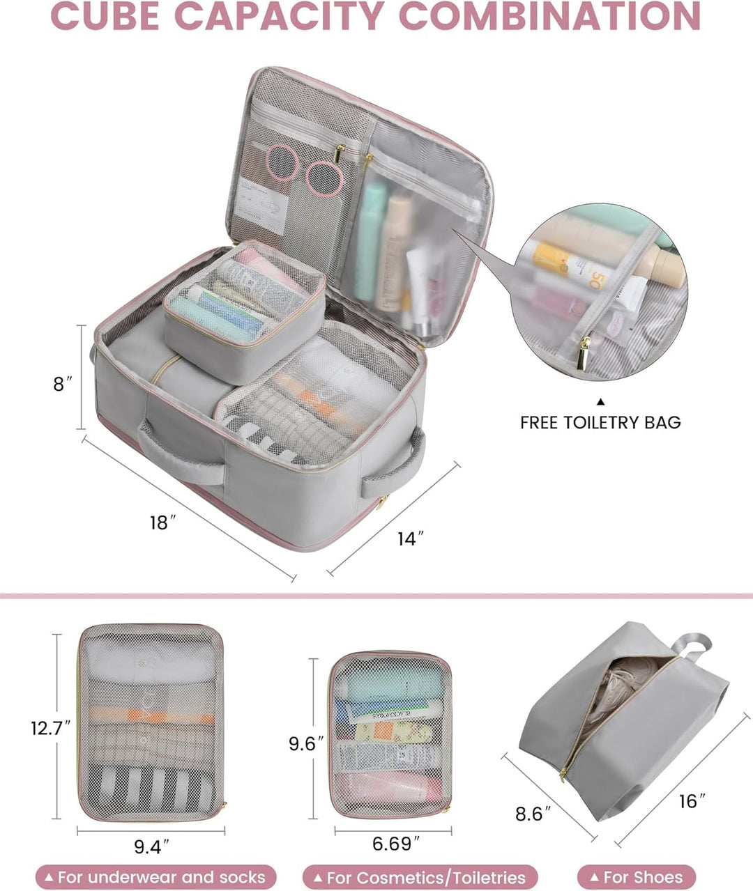 LOVEVOOK: Mochila de viaje para mujer, mochila de 40L para llevar e...