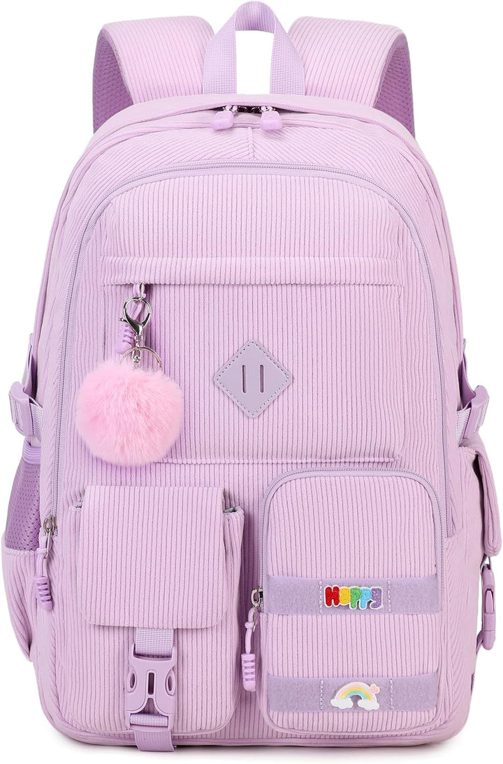 BLUWEI Mochila para laptop para niñas, mochila de pana para adolesc...