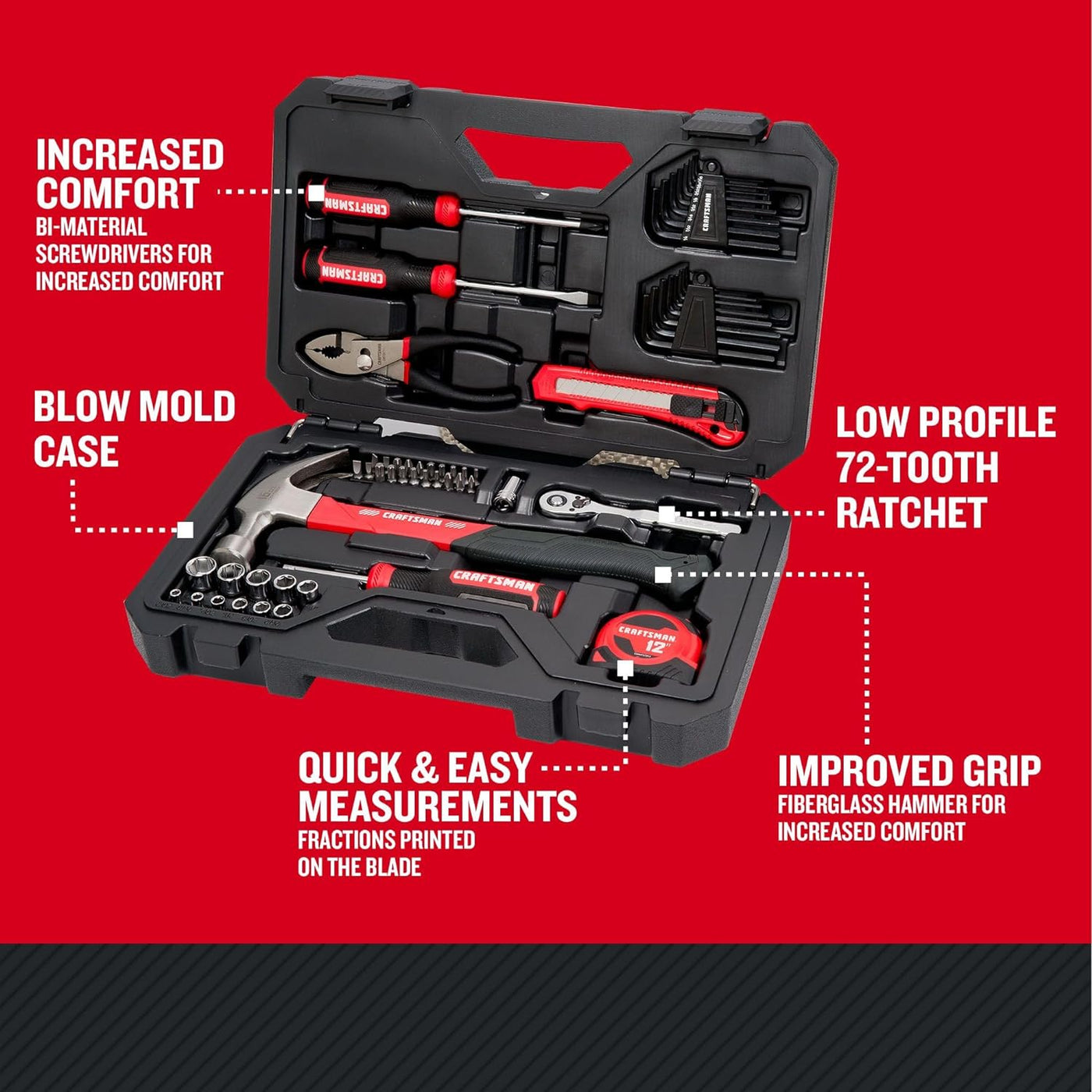 CRAFTSMAN Juego de herramientas mecánicas de 57 piezas