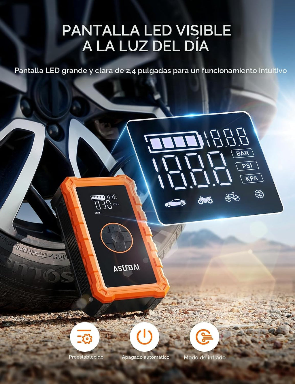 AstroAI S8 Air 3000A Arrancador con compresor de aire, caja de salto de 12