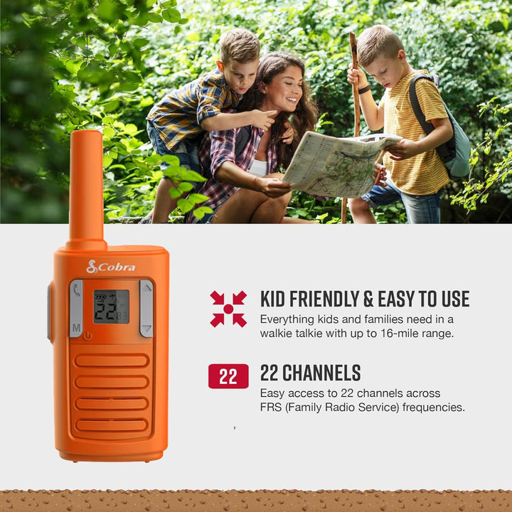Walkie Talkies de Familia Cobra RX100 de 16 Millas de Alcance (Paqu...