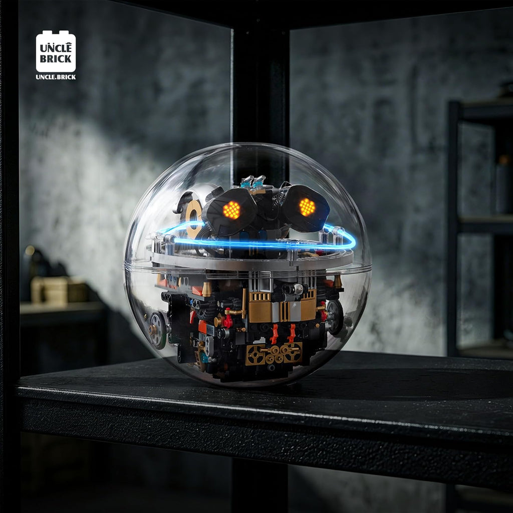 UNCLE BRICK Juego de bloques de construcción de robot esférico transparente, juguetes STEM para edades de 8 a 13 años, programable controlado a distancia, pantalla de expresión LED e iluminación Cyberpunk, regalos de vacaciones y cumpleaños
