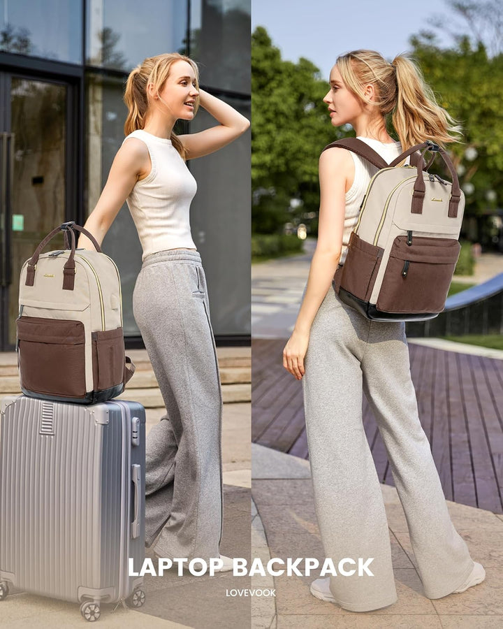 LOVEVOOK - Mochila de viaje para laptop de mujer, antirrobo, con pu...
