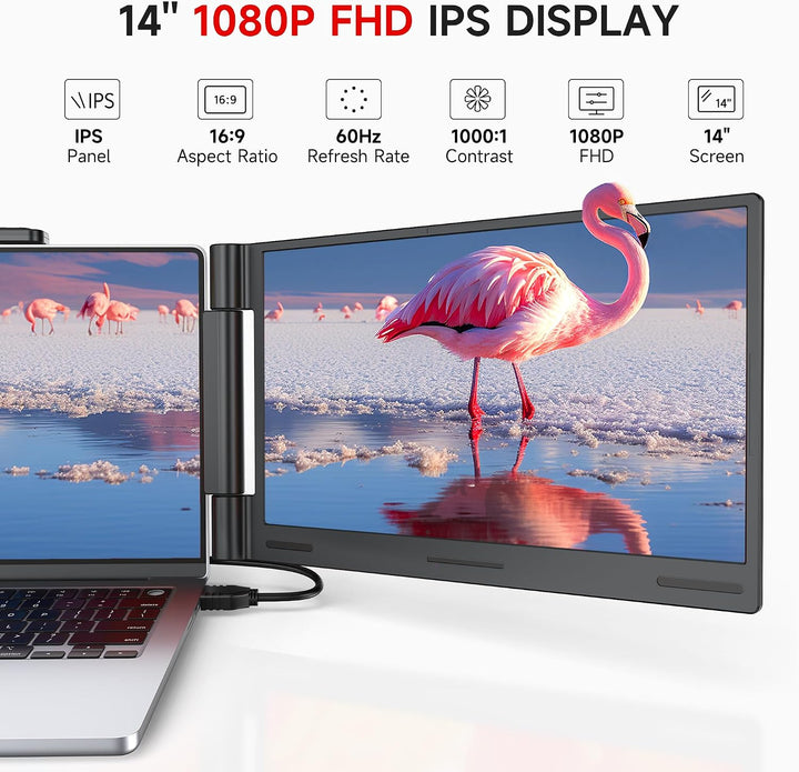 AOC Extensor de pantalla para laptop de 14 pulgadas, monitor portát...