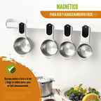 Spring Chef Juego de 15 tazas y cucharas medidoras magnéticas con niveladores, negro
