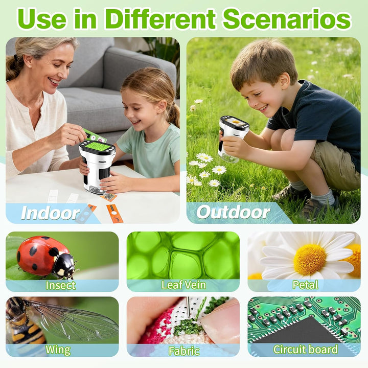 Microscopio digital 1000X para niños pantalla 4K de 20