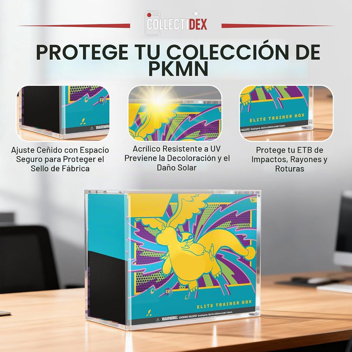 Elite Trainer Box ETB - Funda protectora de acrílico con imanes de 0.197 x 0.118 in, apilable ETB, compatible con cajas de entrenamiento PKMN ETB Elite