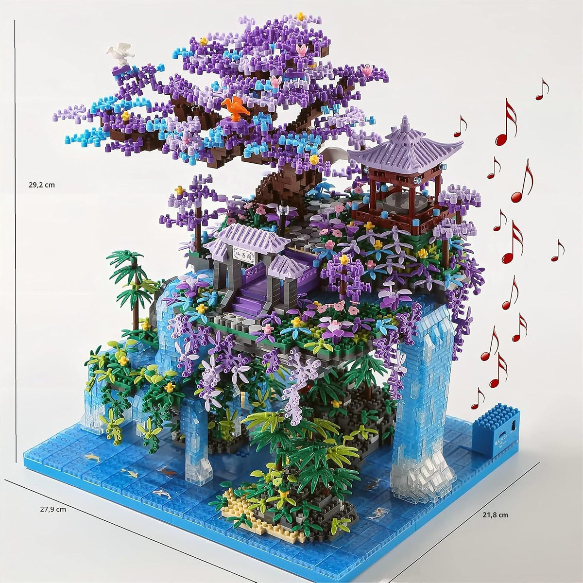 Yushinv Juego de construcción de árbol de cerezo en flor con caja, 4574 piezas, música de escena original, casa de árbol de Sakura japonesa (tipo: sinfonía), kit de construcción de luces de árbol