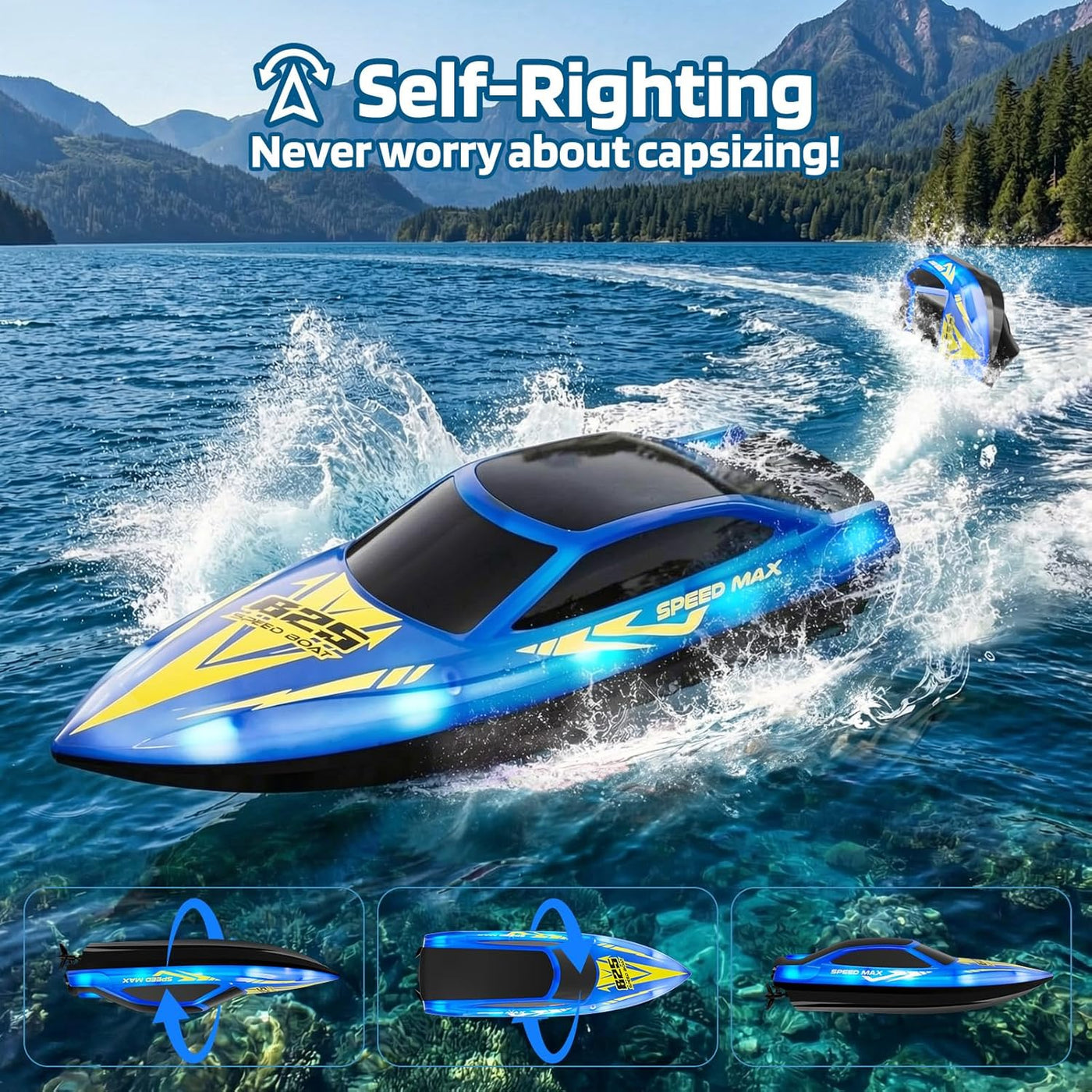 CAPTAER Barco a control remoto para niños, barco RC para piscina, l...