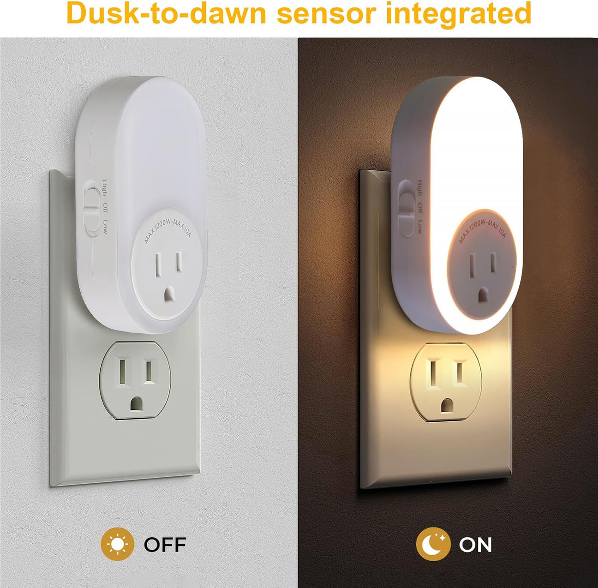 Lámpara Dawnrise Las luces nocturnas se enchufan a la pared con toma de corriente