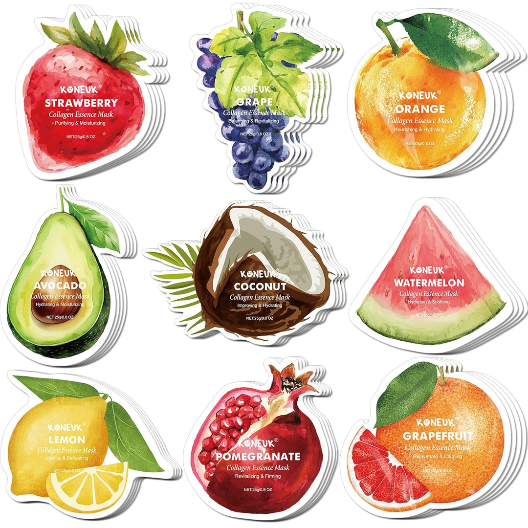 KONEUK Paquete de 36 mascarillas faciales en forma de fruta para mu...
