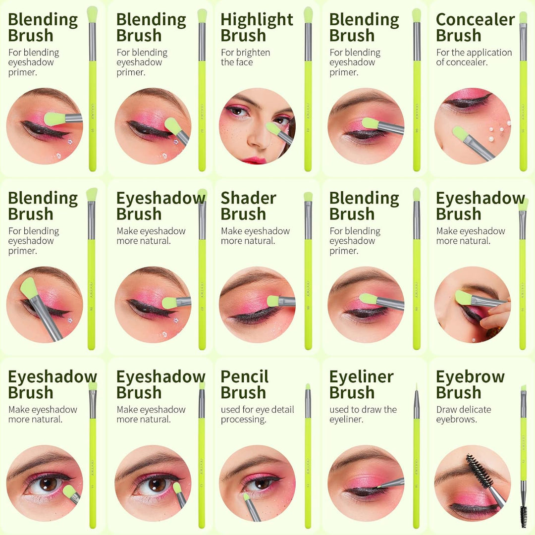 Docolor Juego de 15 brochas para sombra de ojos, 15 piezas, brochas...