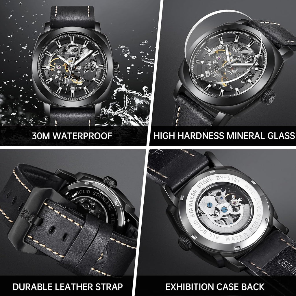 BENYAR Reloj Automático Mecánico de Esqueleto para Hombre de Vestir
