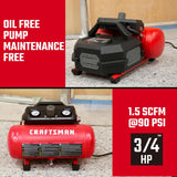 CRAFTSMAN Compresor de aire, 1.5 galones, 3\/4 HP, máximo 125 PSI,...