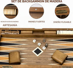 GSE Games & Sports Expert Juego de tablero de backgammon plegable de madera de alta calidad, juegos de mesa clásicos tradicionales de estrategia (estrella, 21 pulgadas)