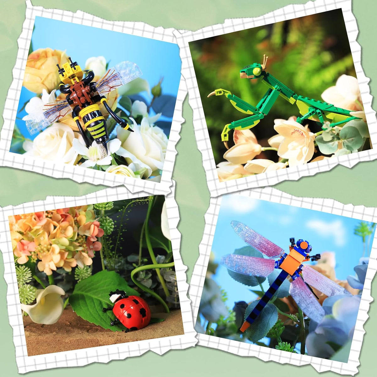 KAZI - Juego de juguetes de construcción de insectos, bloques de
