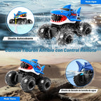 Camión monstruo de tiburón anfibio de control remoto con detección de gestos y chorro de agua, 4WD, 1:16, vehículo RC todo terreno, impermeable, tanque RC para piscina, juguete al aire libre, regalos