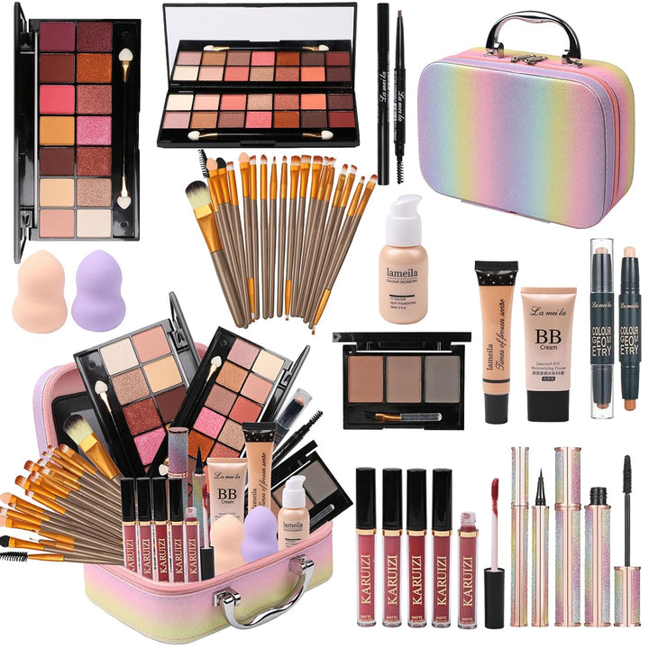 Set de maquillaje para niñas, kit de maquillaje arcoíris, cajas de...