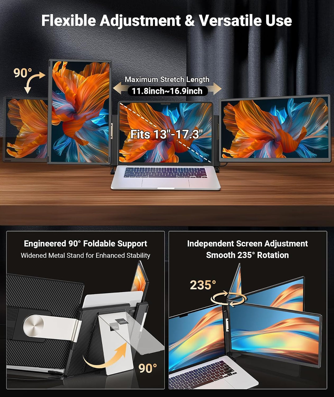 Extensor de pantalla para computadora portátil de 15,6", monitor po...