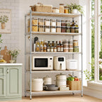 M MZG Estantería de garaje resistente con 5 estantes, estante de almacenamiento ajustable para cocina, lavandería, baño, despensa, capacidad de 1750 libras, color plateado, 15.8 x 45.3 x 70.4 pulgadas