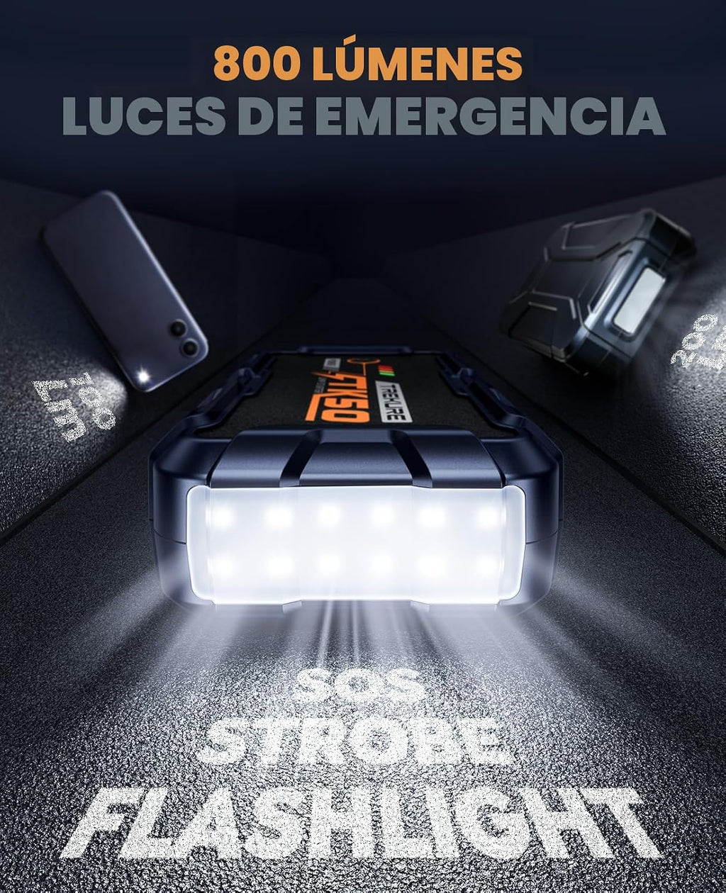 TREKURE Arrancador de batería de coche 8000A 26800mAh, arrancador de coche portátil para todos los motores de gasolina y diésel de 12L, banco de energía y puente de batería, batería portátil de coche