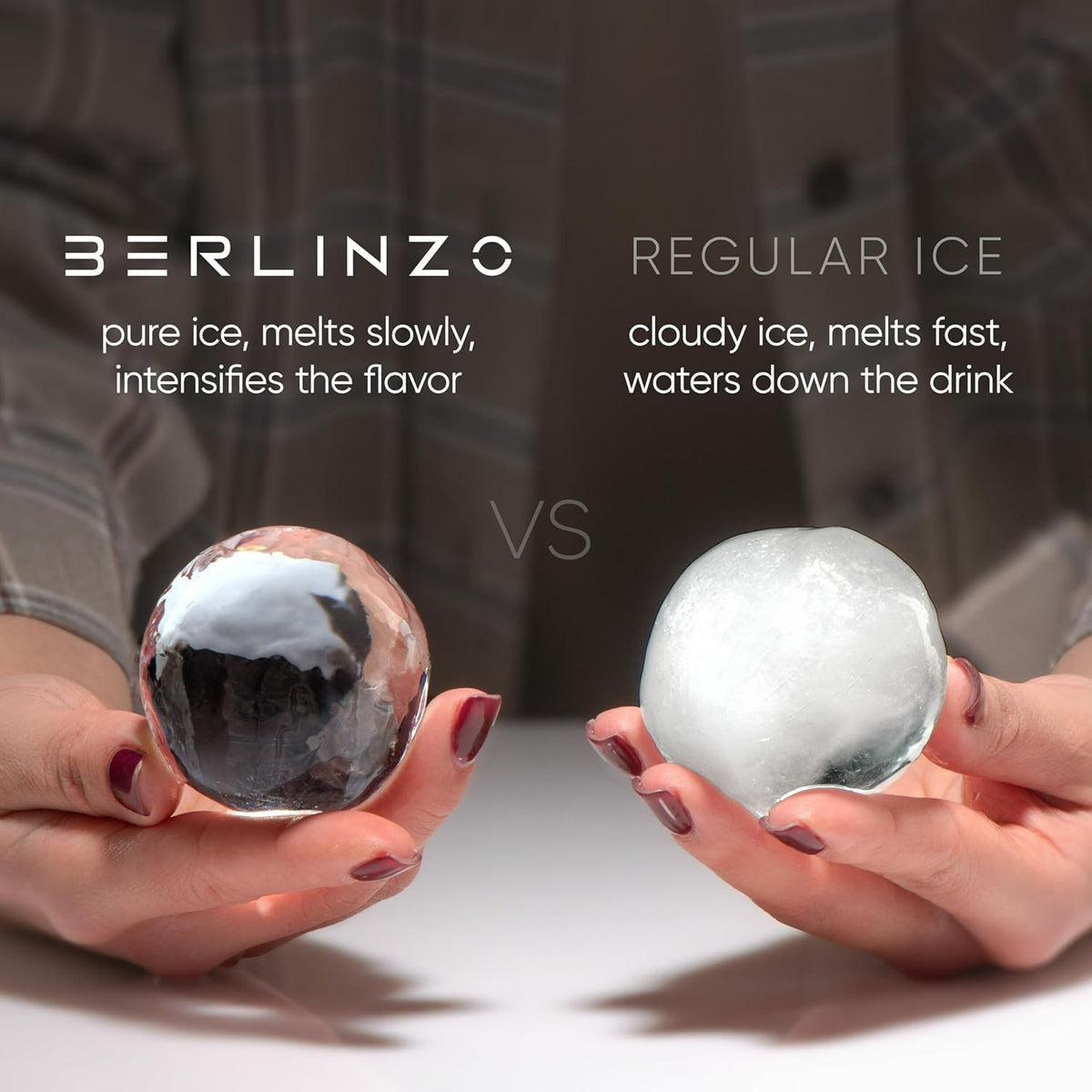 Berlinzo - Molde para hacer bolas de hielo, 2 esferas transparentes de hibisco de 2.4 pulgadas, no eléctrico