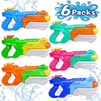 Quanquer Pistolas de agua de 600 cc para niños y adultos, paquete de 6 pistolas de chorro súper con largo alcance, acción de bomba de alta capacidad, natación de verano, playa, juegos de lucha acuática al aire libre, juguetes de piscina para niños y niñas