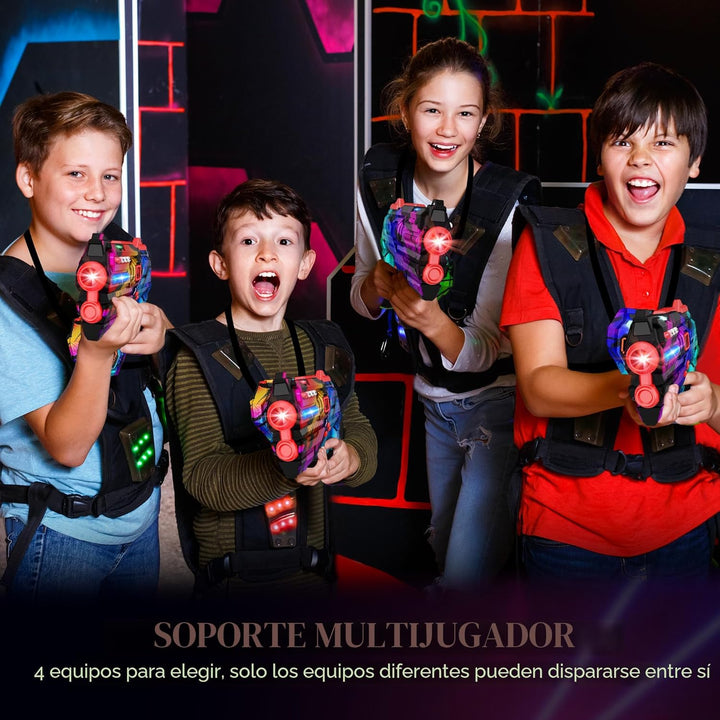Juego de 4 Pistolas de Laser Tag con Chalecos de Pantalla de