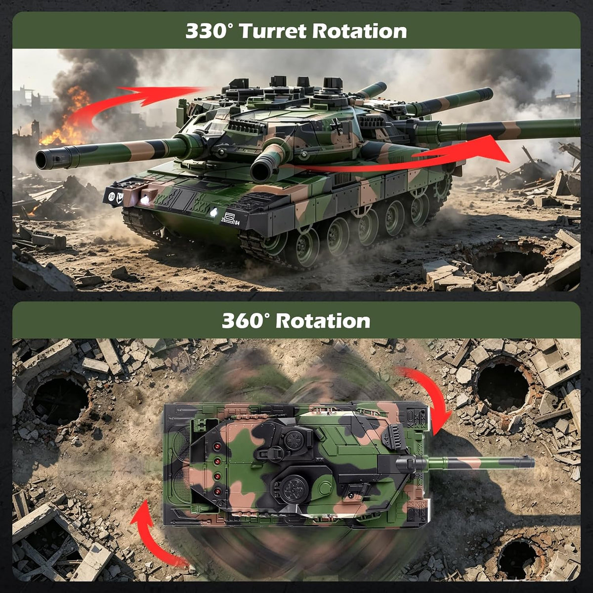 Set de tanque RC 1/22, juguete del ejército que dispara BBS con humo
